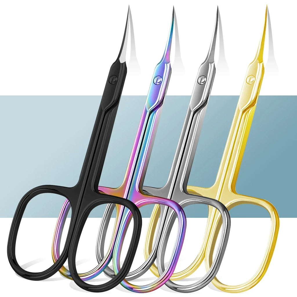 Multi-Purpose Nail Cuticle 1Pcs Scissors Eyebrows/Eyelashes Mustache Cuticle Extra Fine Curved- Professional Manicure Scissors Quake