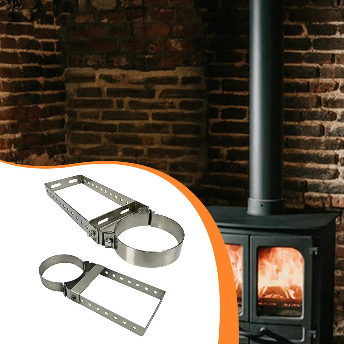 Durable Chimney Pipe Support Bracket Stainless Steel Holder for Fireplace Equipment and Flue Ventilation Quake