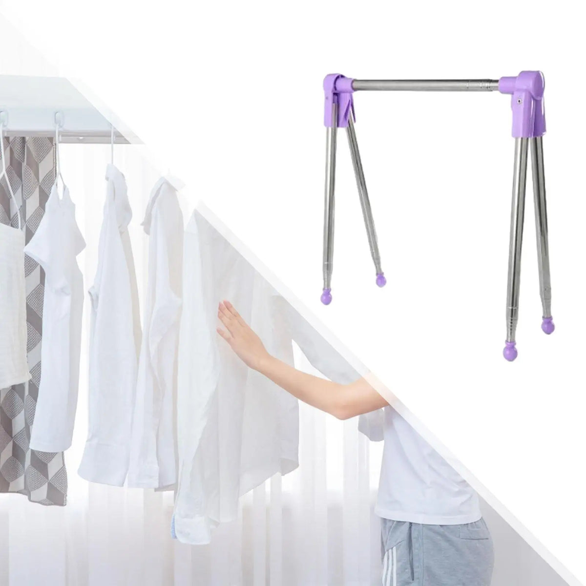 Portable Travel Garment Rack Mini Clothing Rack Lightweight Folding Clothes Rack for Cloakroom RV Balcony Camping Indoor Quake