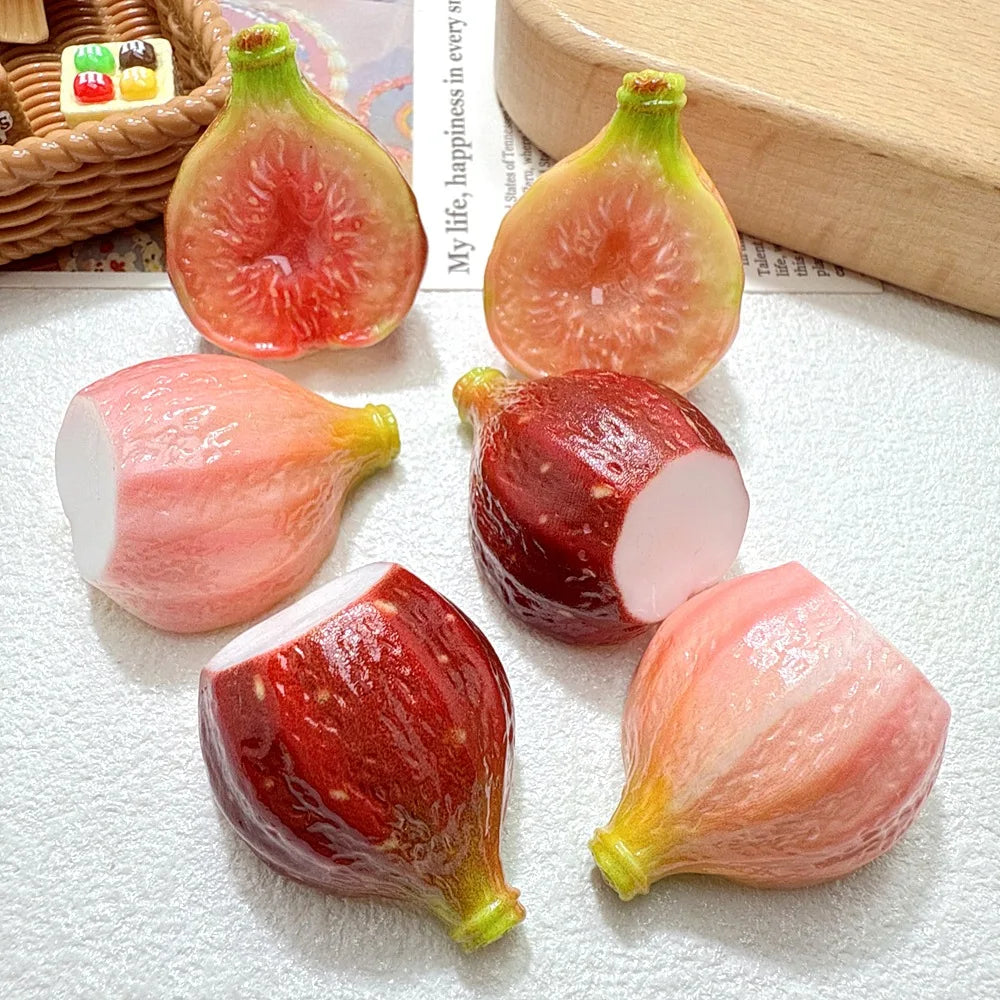 5Pcs 1/12 Dollhouse Miniature Food Play Resin 3D Colorful Ficus Carica Half Cut Sweet Fruit Doll Accessories Fake Food Toys Quake