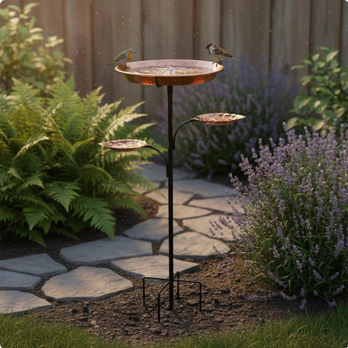 Standing Bird Bath for Garden with Feeder Trays Iron Basin Water Bowl for Backyard Bird Lovers Quake