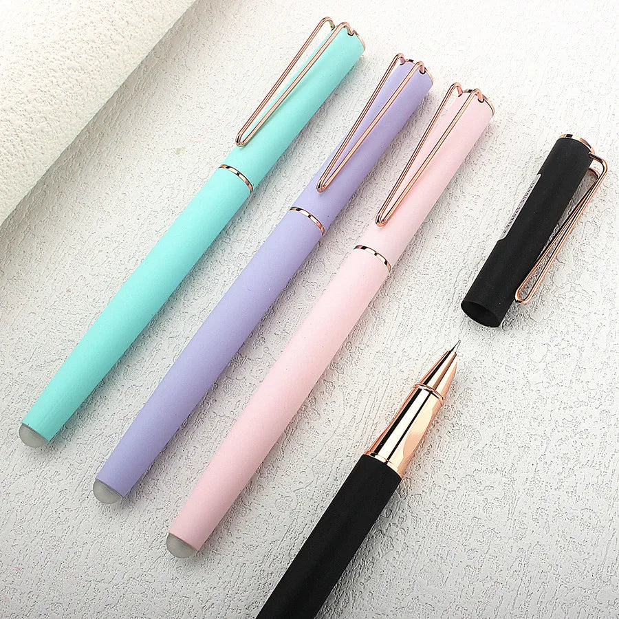 Luxury Metal Fountain Pen Rose Gold Clip EF Nib Ink Pen Luxury Writing Pens for Stationery Business Office School Supplies Quake