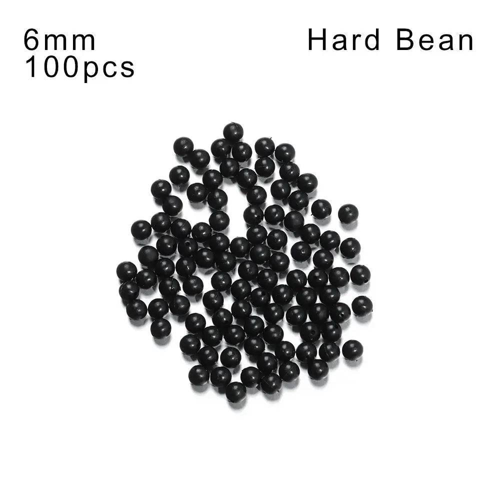 High Quality Plastic Stoppers Night Black Fishing Floats Beads Round Soft and hard bean Quake Hard Bean-6mm