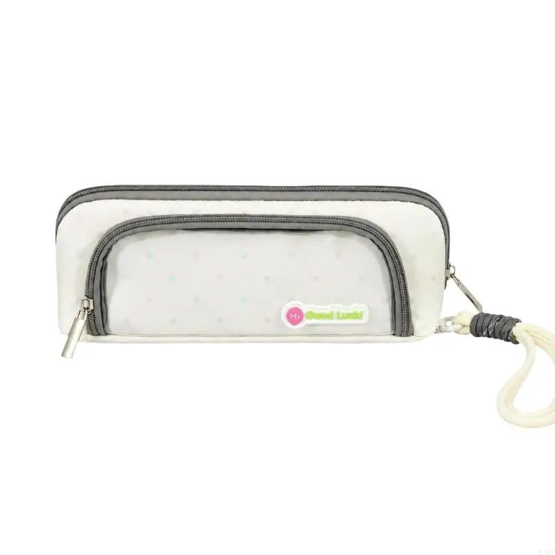Large Capacity Pencil Case with Divided Storage Compartment for Pencils, Erasers, Drawing Tools, and Writing Supplies K1KF Quake White CN