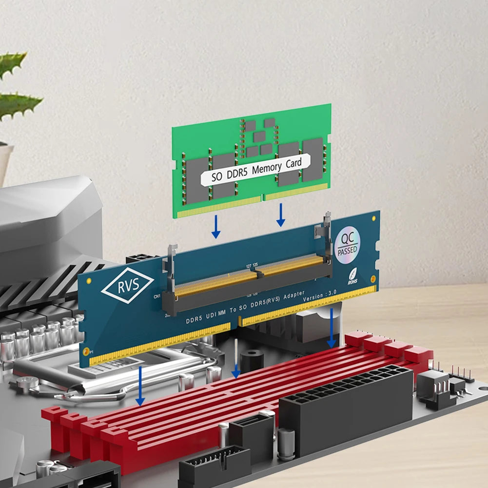 Mainland China Origin DDR5 U-DIMM Adapter Card for Desktop Computers in Blue Support Wireless Earbuds and Bluetooth Headphones Quake