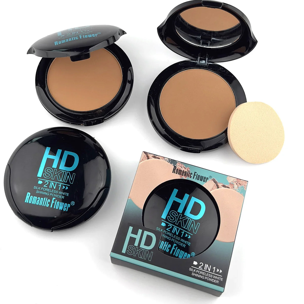 2 in 1 Double Layer Powder Concealer Full Coverage Long Lasting Oil Control Waterproof Makeup with Puff for Daily Use Quake