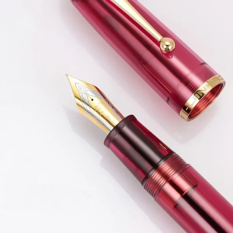 JinHao 9019 Dadao Fountain Pen Acrylic Transparent Spin Pen 40MM Nib Spin Elegante Signature Stationery Ink Pen Quake