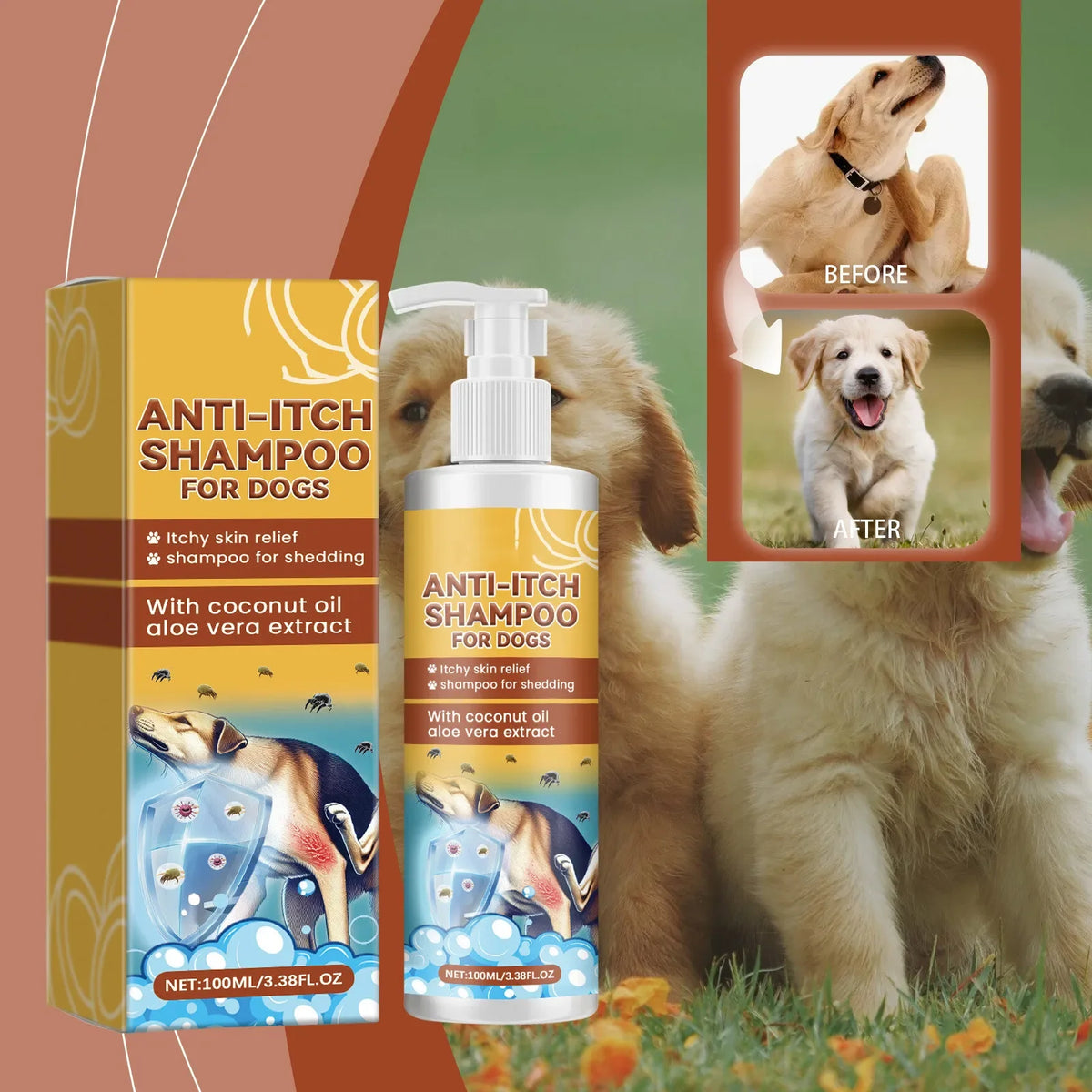 100ml New Itch Shampoo For Dogs,Allergic, Itching, Nourishing Hair Desechos Y Limpieza Del Hogar Aseo Para Perros Mascotas Quake color