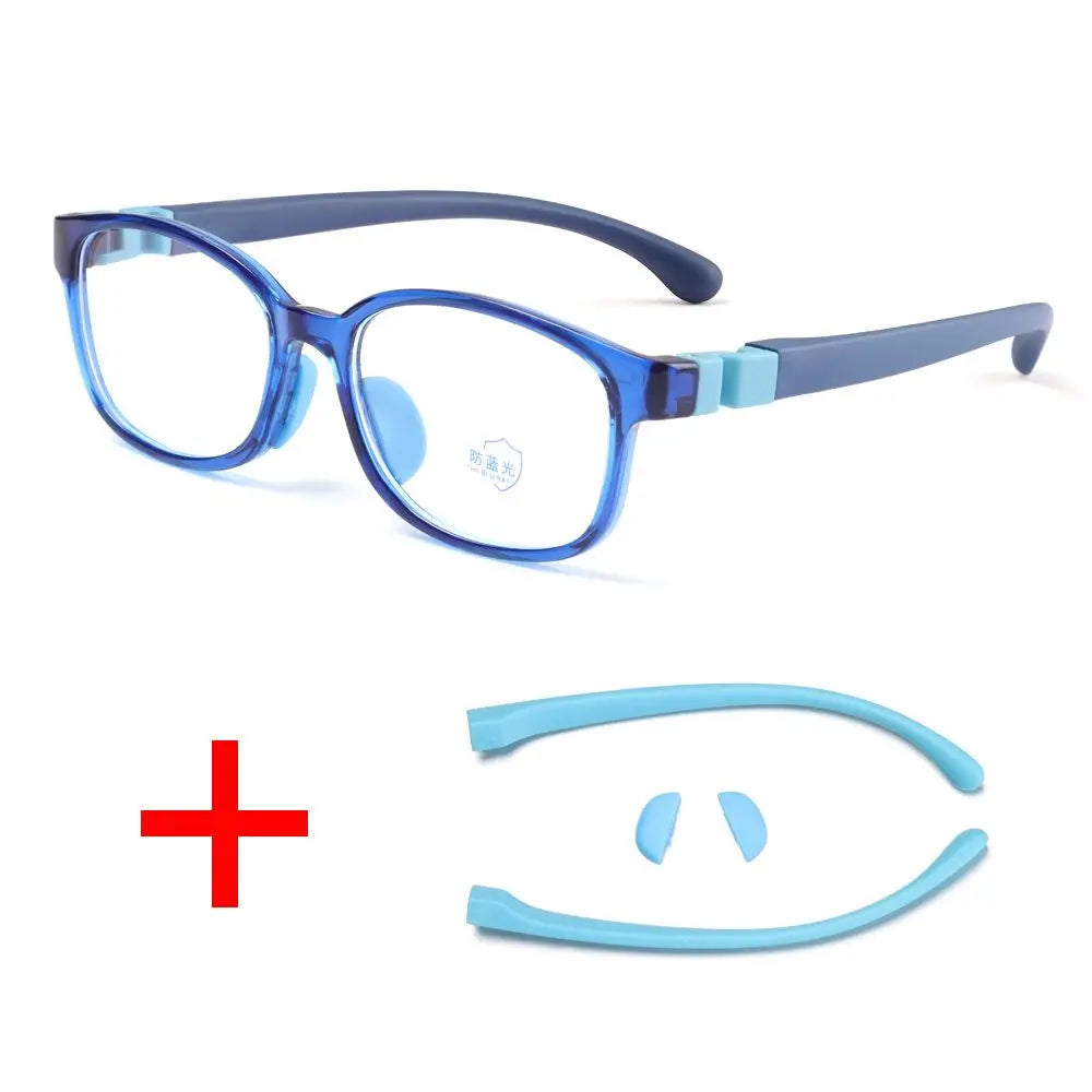 Anti Blue Light Glasses for Kids Boys Girls Silicone Soft Frame Eye Protection Eyewear Children Computer Games Eyeglasses Quake blue