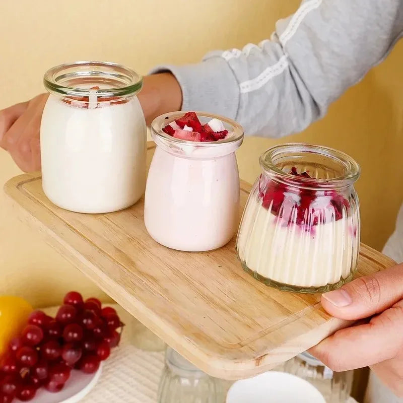 Yogurt Pudding Glass Jar Mini Mousse Drinking Bottle with Lid High Temperature Resistant Homemade Juicing Milk Storage Container Quake