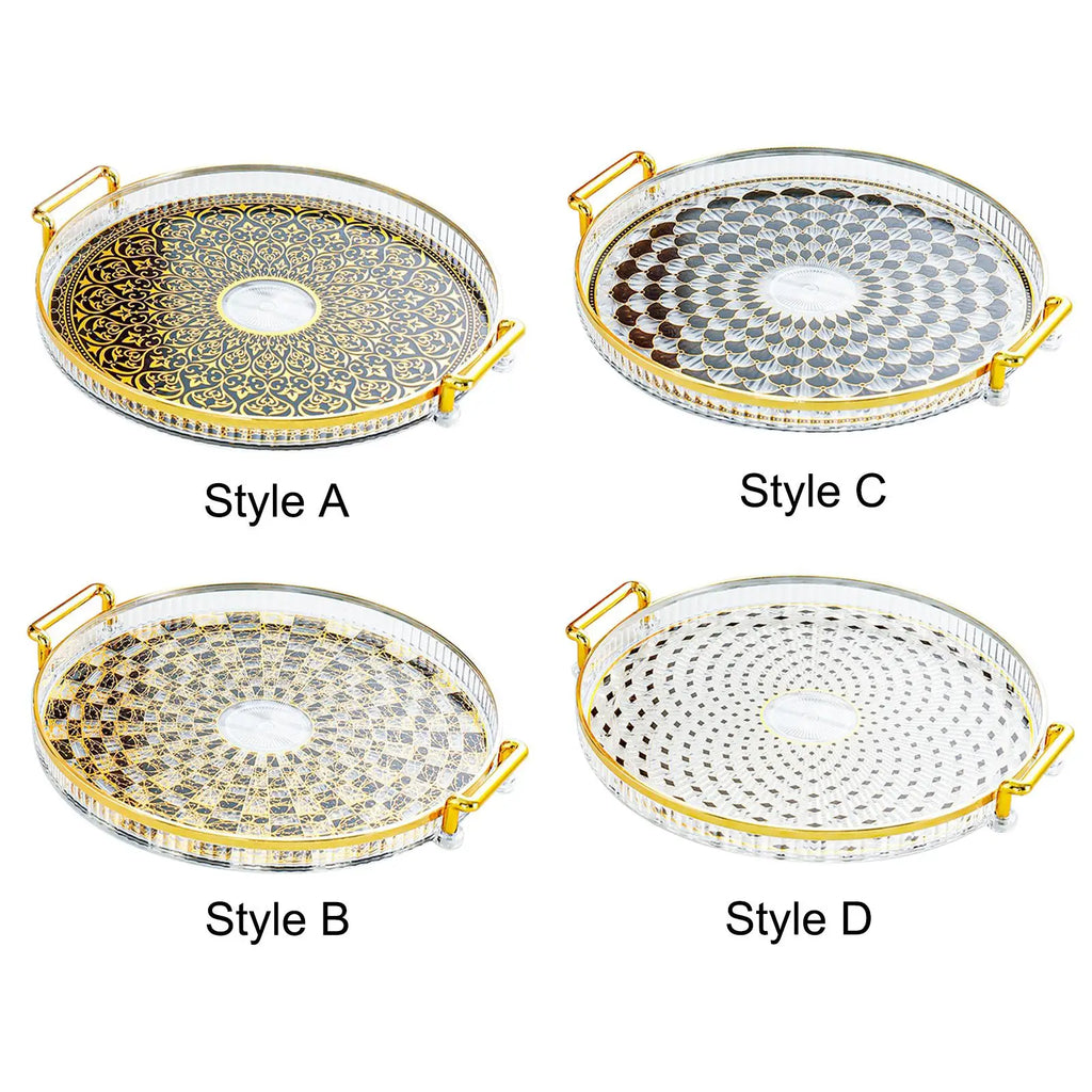 Round Organizer Tray Living Room Decorative Food Storage Tray Biscuit Cookies Pastry Tray Versatile Display Tray Home Decoration Quake