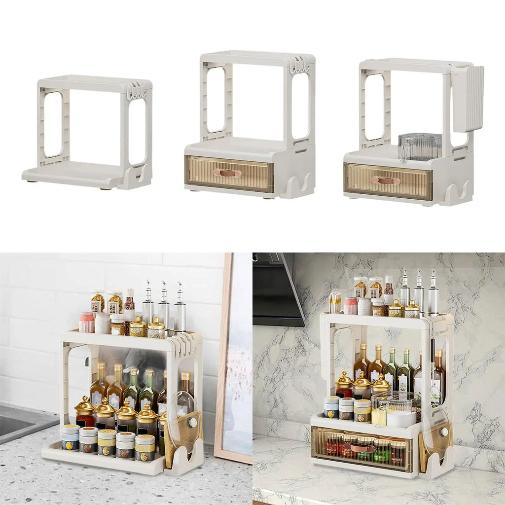 Kitchen Condiment Organizer Freestanding Multipurpose with Condiment Box Space-saving Spice Shelf for Pantry Desktop Domestic Quake