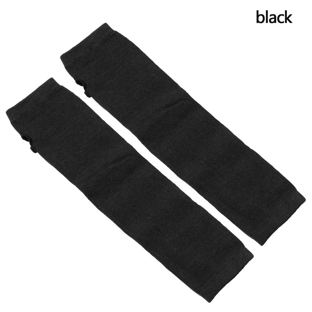 Striped Cotton Long Sleeve Fingerless Long Gloves Handschoenen Wristband Arm Warmer Elbow Mittens Quake black