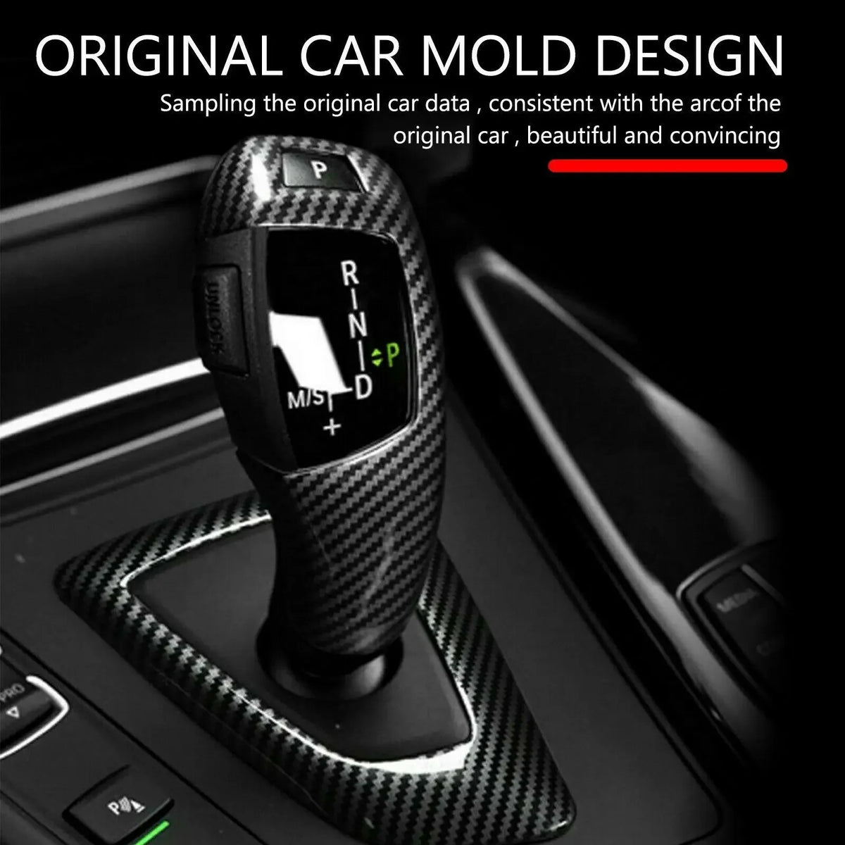 For BMW 1 2 3 4 5 6 Series F10 F18 F20 F21 F22 F23 F30 F31 F32 F35 Carbon Fiber Style ABS Gear Shift Knob Panel Cover Trim Frame Quake