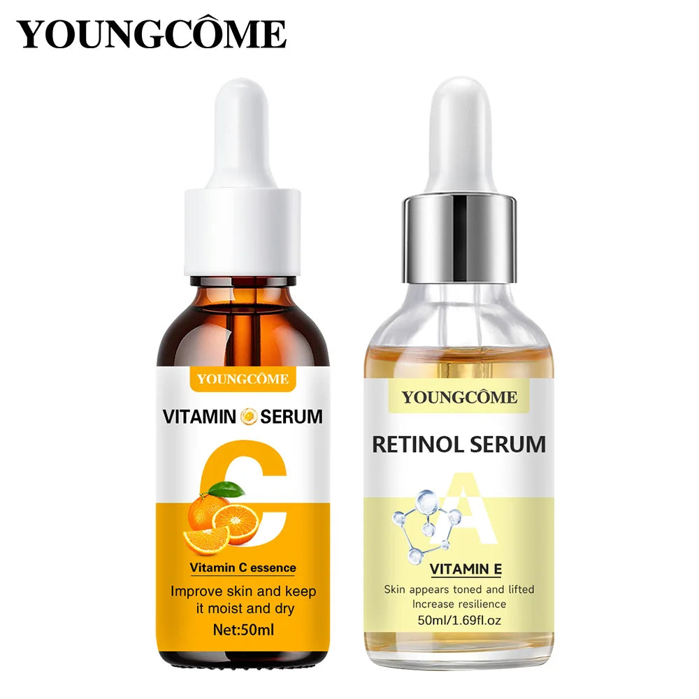 2pcs Vitamin C and retinol fortified serum rich in VC,keep skin hydrated and smooth,smooth fine lines and wrinkles,delicate skin Quake