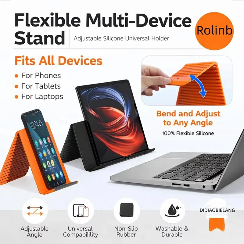 Portable Foldable Silicone Phone Holder Bendable Freely into Any Shape Multi-Angle Adjustable Stand for Mobile Phone Quake