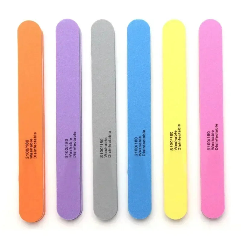 5pcs Double Side Nail Files Buffer Round Head Trimmer Nail Buffer Angle Nail Art Tools Buffing Washable Sponge Quake