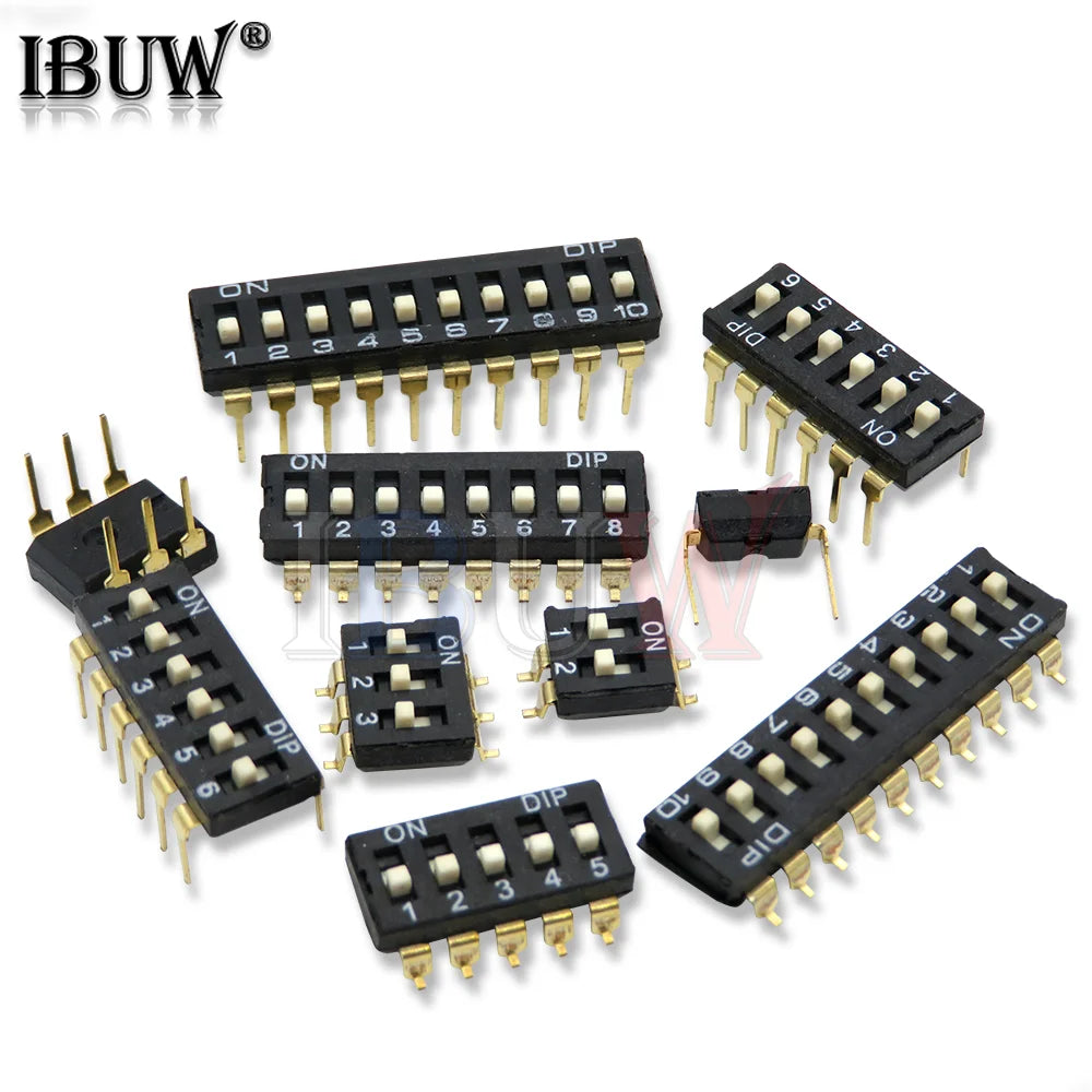 10PCS Slide Type Switch Module 1 ~ 12 Bit 2.54mm Position Way DIP Blue Pitch Toggle Switch Blue Snap Switch For PCB 8PIN 6PIN Quake