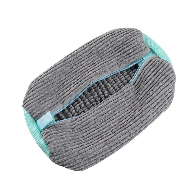Wash Shoes Bag Padded Net Laundry Shoes Protector Fluffy fibers Polyester Washing Shoes Machine Laundry Bag Drying Bags 1PCS Quake 39X19 Gray