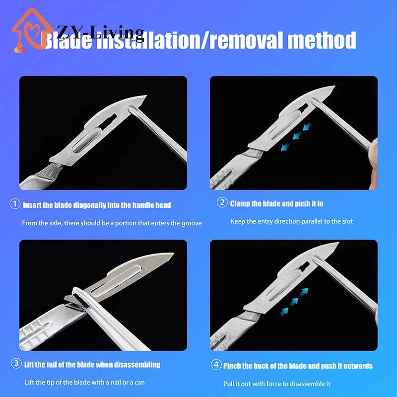 1Pcs Dental Surgical Scalpel Handle #3 # 4 Stainless Steel Thickened Knife Holder Quake