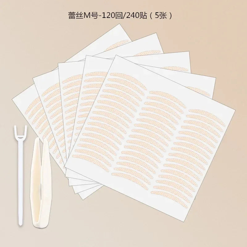 72-240pair Gauze Lace Mesh Olive-shaped Eyelid Paste-shaped Invisible Natural Double Fold Eyelid Shadow Tape Sticker Beauty Tool Quake ls M 120pairs