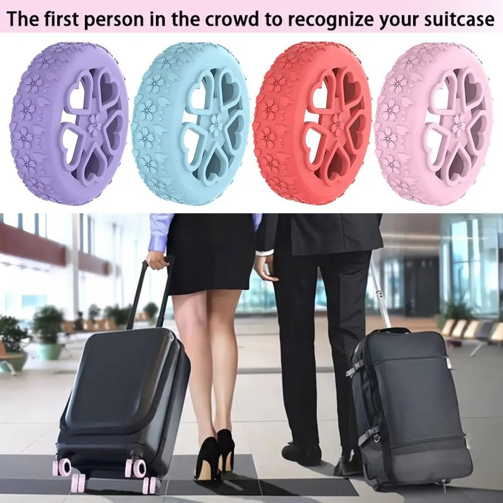 8Pcs Silicone Luggage Wheels Protector Cover Reduce Noise Anti-slip Suitcases Wheel Protection Rings Reduce Wheel Wear Quake