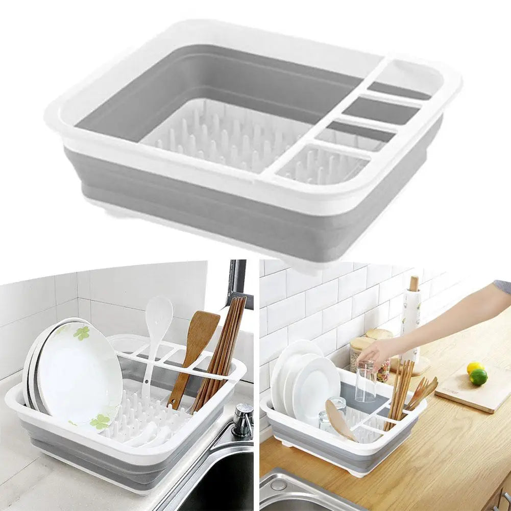 Foldable Dish Rack Kitchen Drain Rack Space Saving Cutlery Storage PP TPR Material Multifunction Sink Organizer Drying Rack Quake