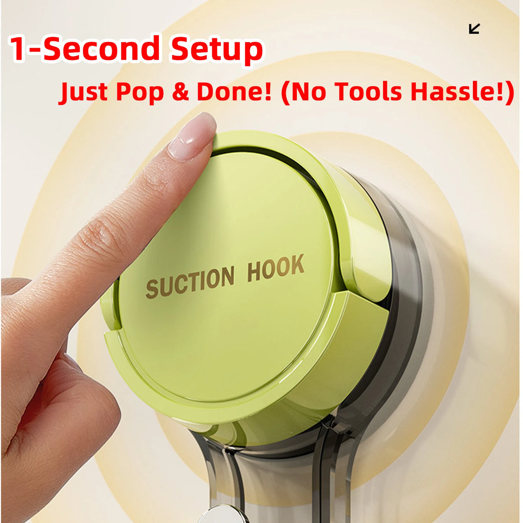 Suction Hooks Strong Vacuum Power Traceless No-Drilling Adhesive Hooks for Home Bathroom Kitchen Door Back and Toilet Area Quake