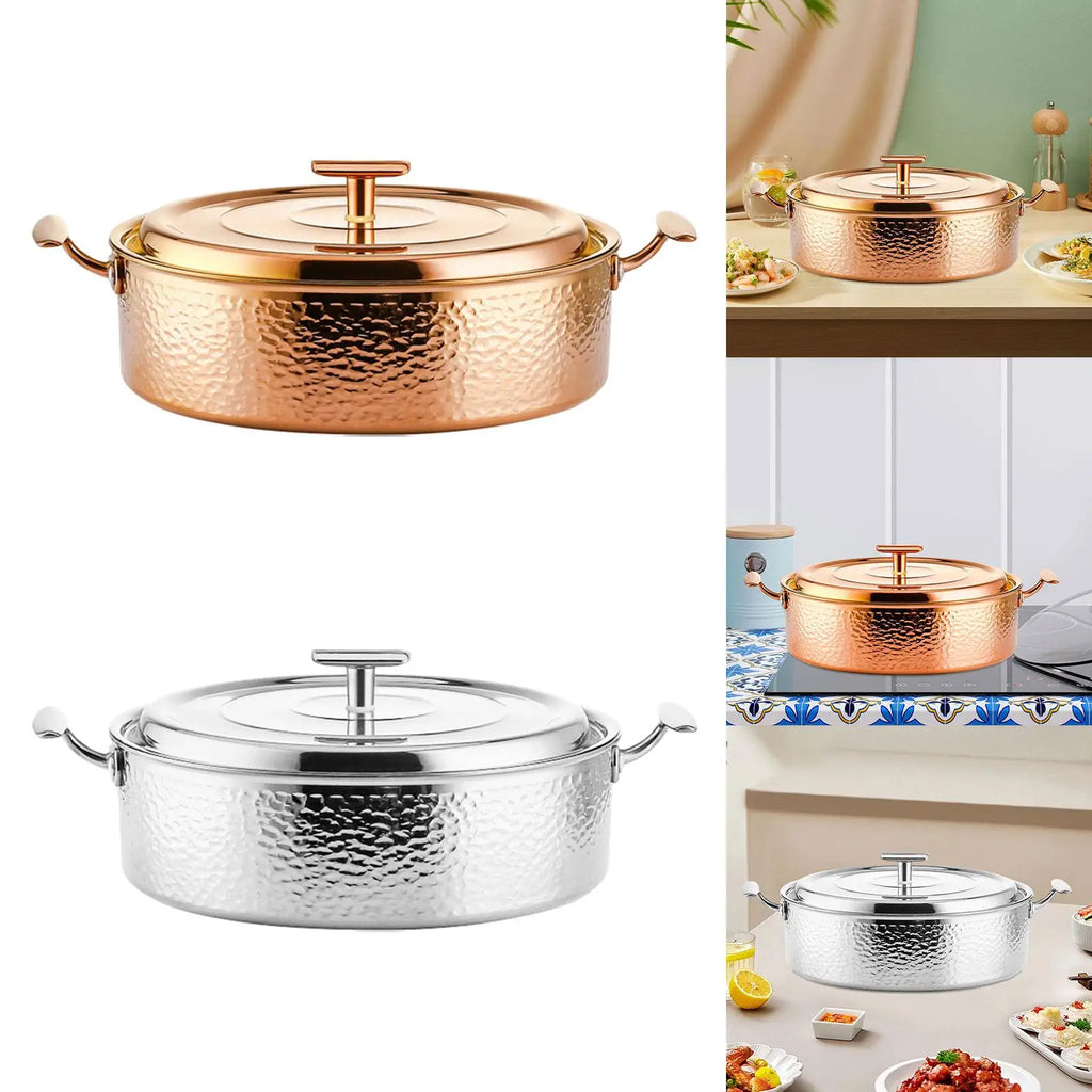 Stainless Steel Hot Pot Portable Shabu Shabu Pot Thickened Stockpot Ramen Pot for Home Family Gathering Holiday Caterers Picnic Quake