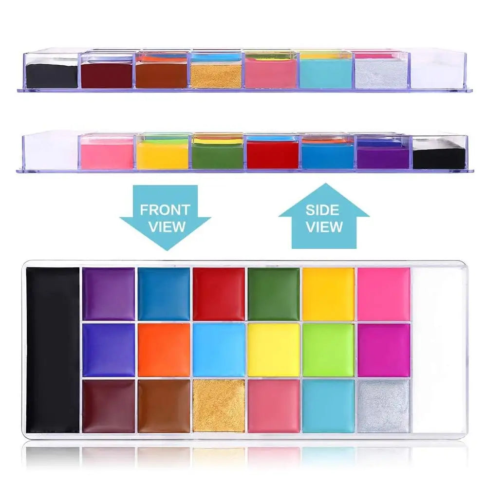 20 Colors Face Body Painting Oil Safe Kids Flash Tattoo Painting Art Halloween Party Makeup Fancy Dress Beauty Palette Set Quake
