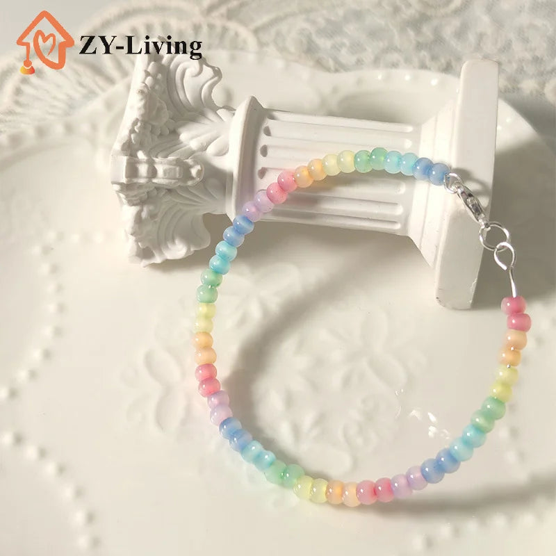 1PCS Colorful Beaded Bohemian Style Bracelet for Women And Girls Simple Sweet Versatile Jewelry Accessory Gift Quake