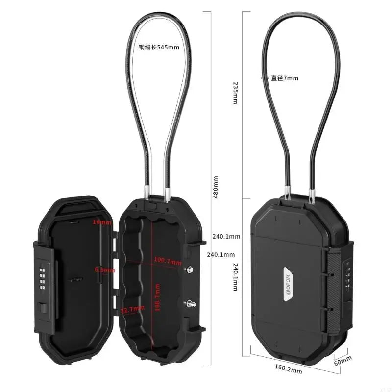 Portable Combination Lock Box with Cable for Beach and Pool, Hard Shell Valuables Storage Case for Phone Cash Cards, Travel K1KF Quake