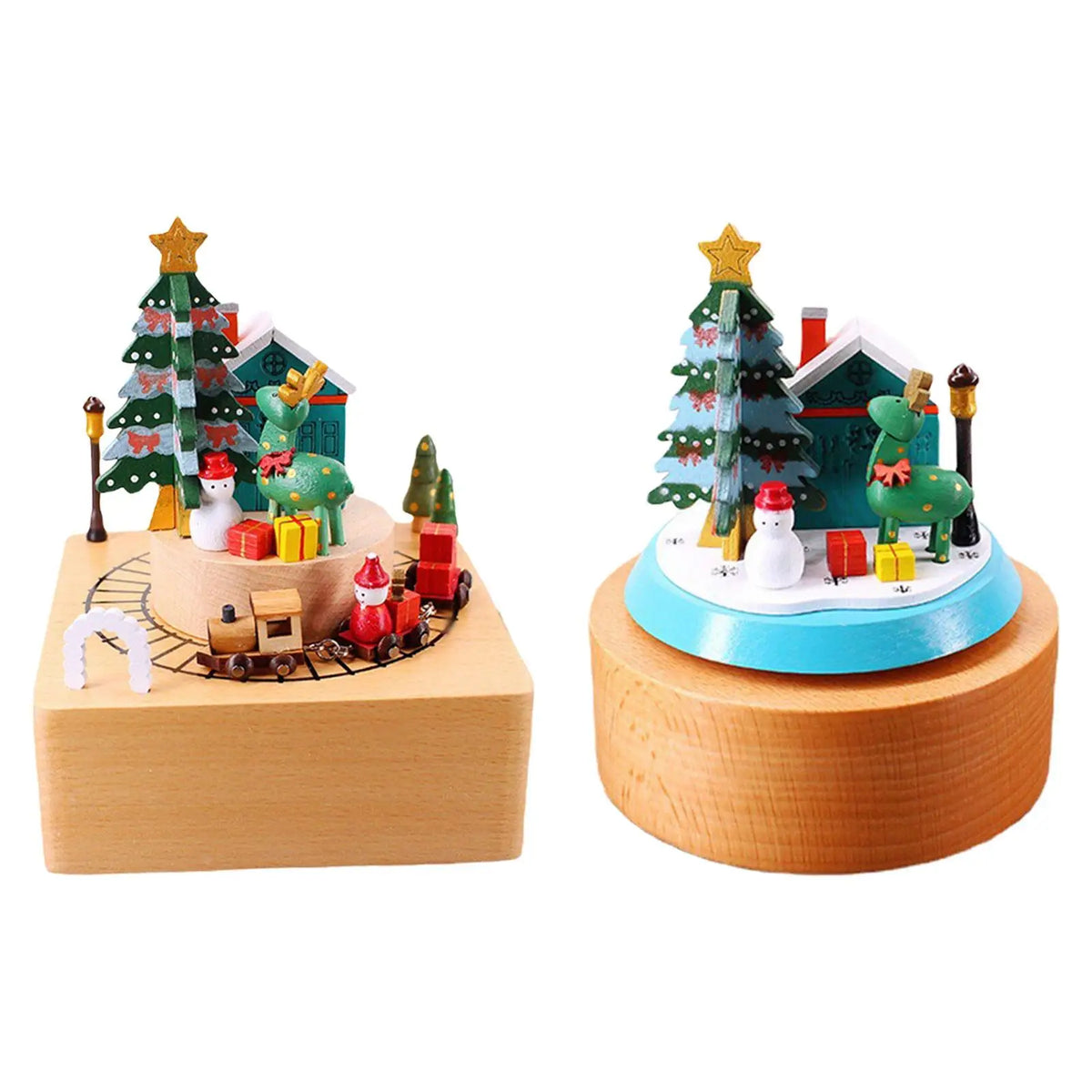 Christmas Musical Box with Revolving Dolls Handmade Play Merry Christmas Songs for Friends Children Wife New Year Collectible Quake