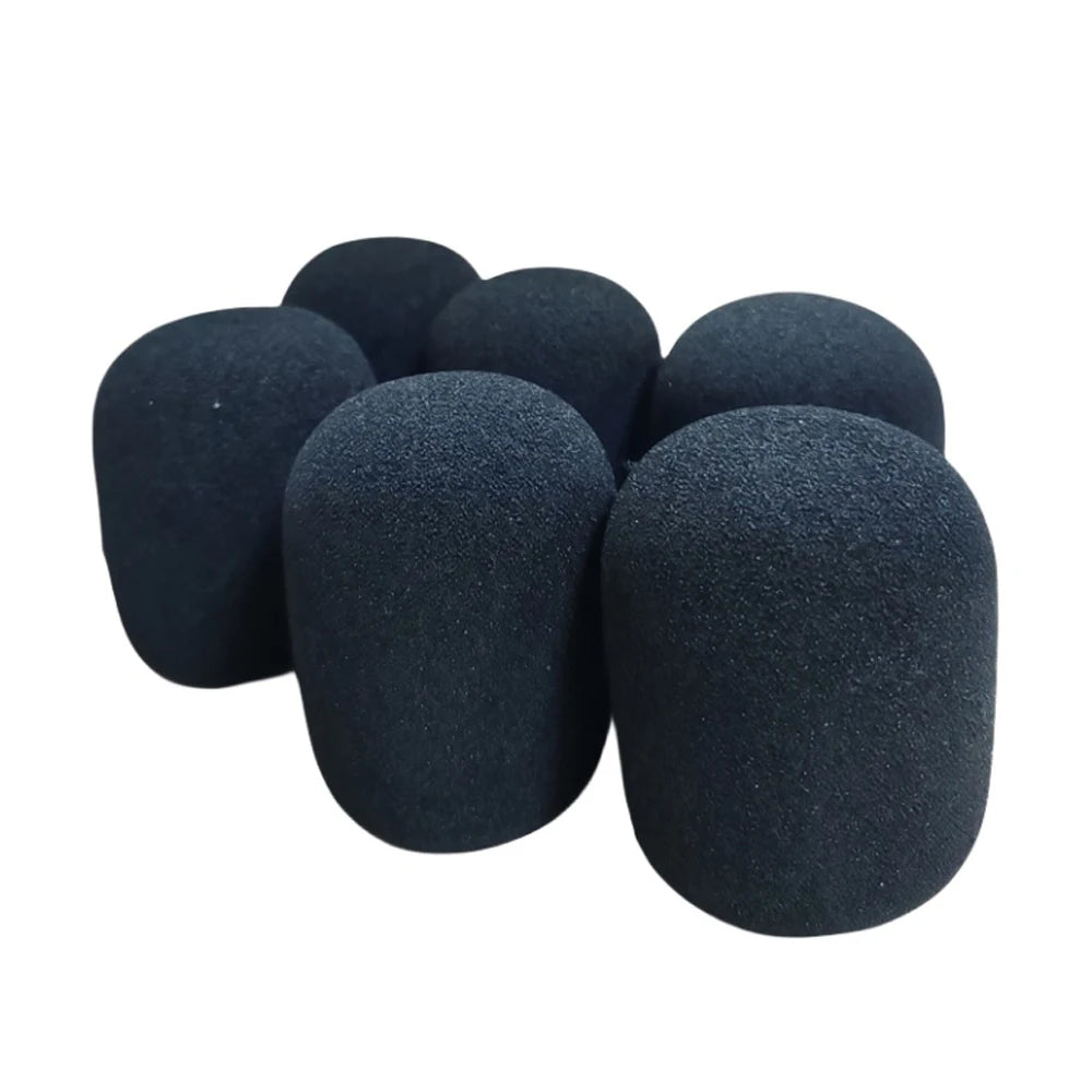 6pcs Microphone Cover High Density Mic Windscreen Sponge Foam For Most Standard Microphones Quake black
