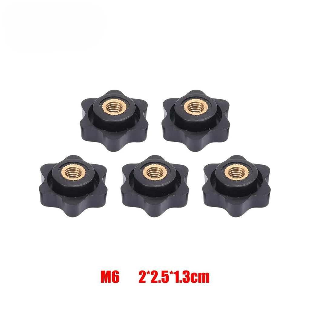 30/5PCS Brass Core Plastic Nuts Anti Slip Plum Blossom Handle Hand-tightened Nuts Fasteners DIY Equipment Repair Hardware Kit Quake 10PCS M6