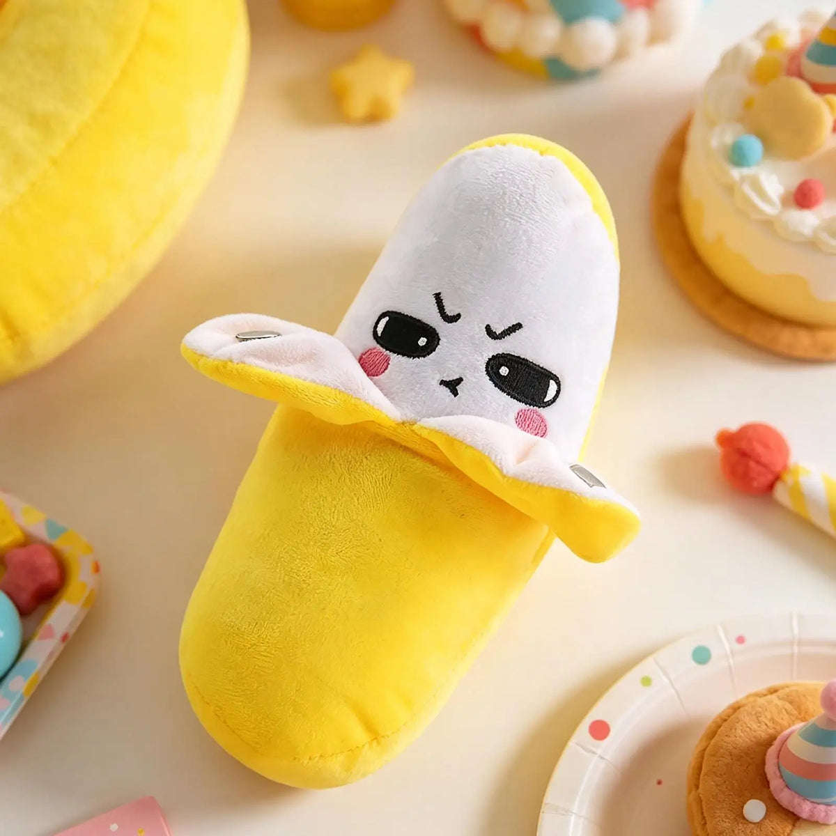 Stuffed Banana Touch-Sensor Cute Expression Doll Plush Musical Piano Fake Banana for Kids Young Children Birthday Party Sofa Quake
