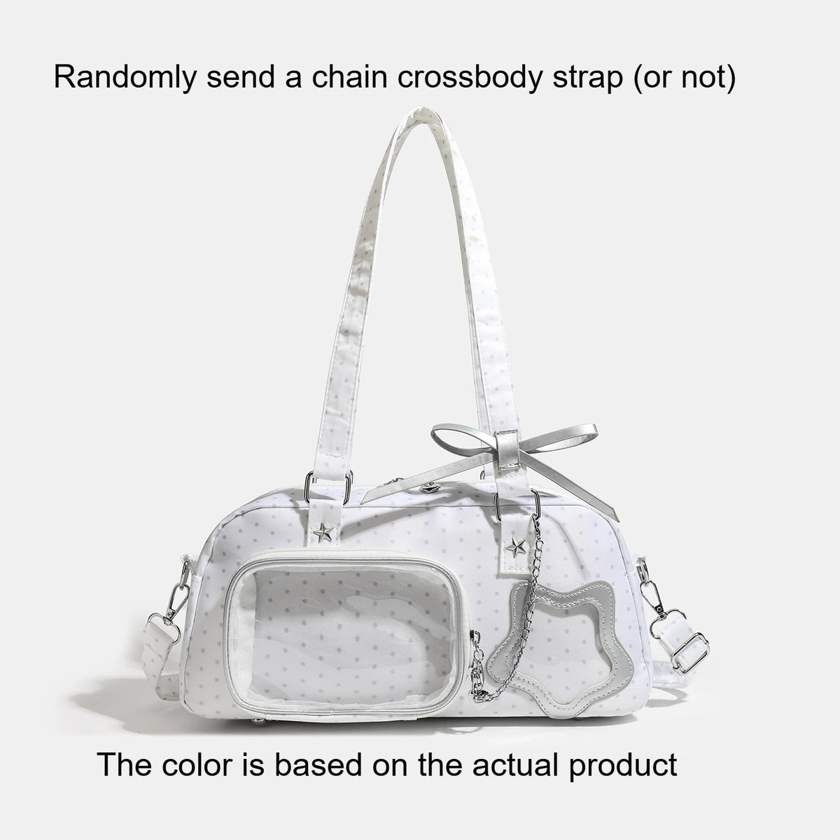 1pc Wave Point Pain Bag Y2k Wind Concert Star Chaser Single Shoulder Diagonal Crossing Baby Bag Quake White about 35x9x16cm