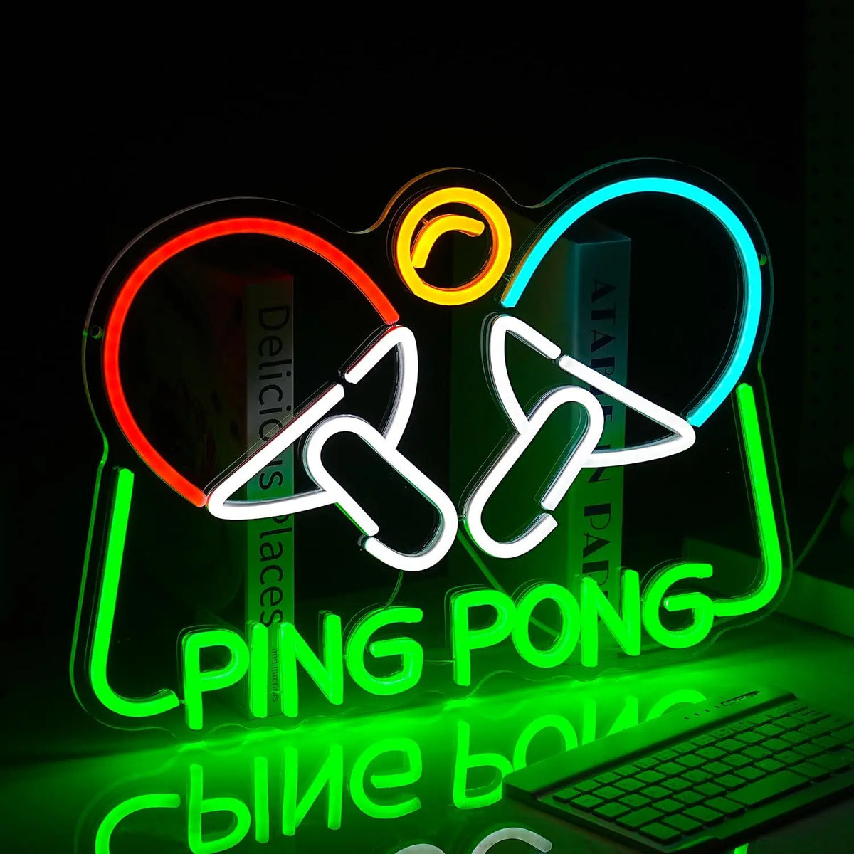 Neon Sign Dimmable Ping Pong Neon Lights for Gymnasium Game Room Bedroom Sport Club Decor Aesthetics Draw Birthday Gifts Quake