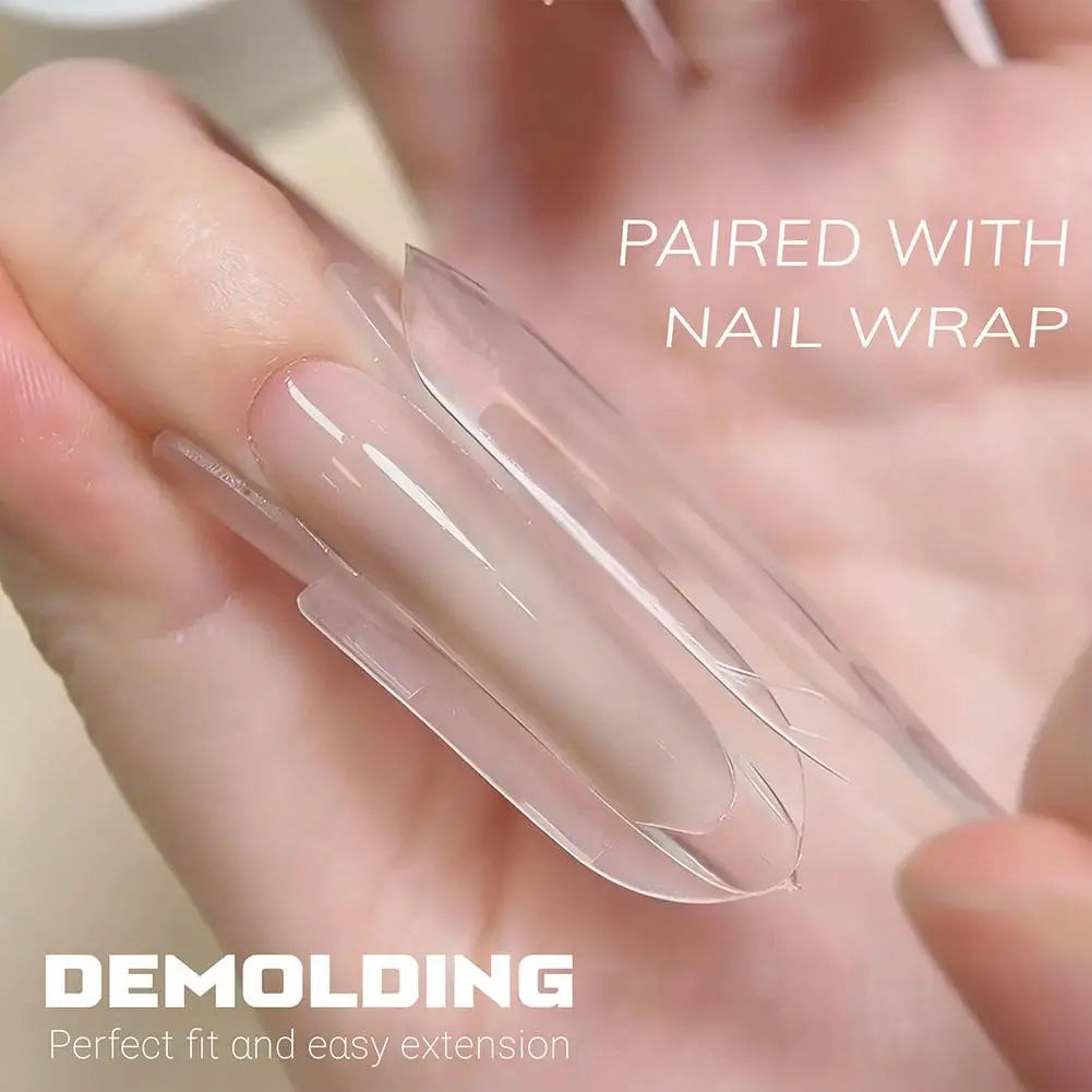 1/3boxesDual Nail Forms with Box,Clear Rocket Sandwich Top & Bottom Forms for Poly Gel Nail Extension, Full Cover Manicure Tools Quake
