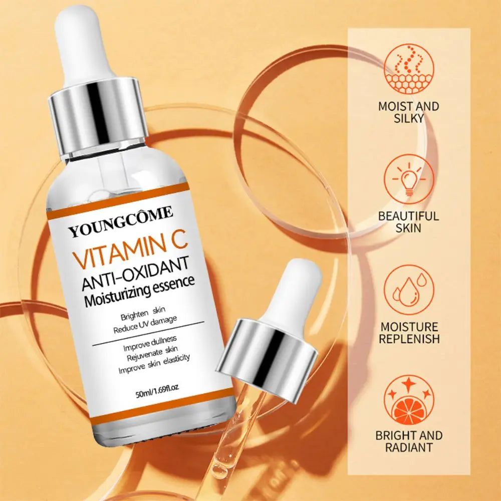 YOUNGCOME Vitamin C Facial Essence Contains Hyaluronic Acid Dark Spot Remover Moisturizing Repair Anti-aging Essence Quake