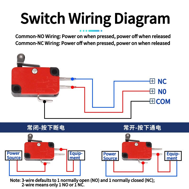 Small Travel Limit Switch V-152/156-1C25 Self-resetting 3-pin Miniature Push Button Tactile Microswitch Quake