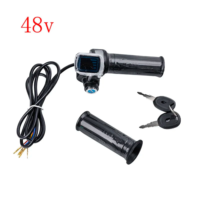 1 Pair 24-48V Universal Electric Handle Bike Twist Throttle With LCD Display Indicator Gas Handle Throttle Lock Key Accessories Quake 48v