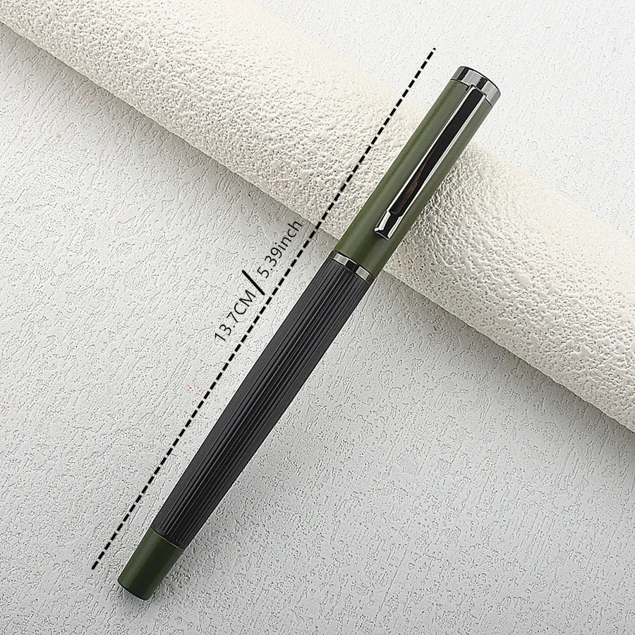 1 PCS Luxury Student Metal 5069 Fountain Pen 0.5MM Nib With Ink Converter Gray Trim Fancy Gift Calligraphy Writing Pen Quake