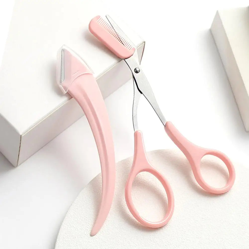 Crescent Moon Eyebrow Trimmer Set, Stainless Steel Curved Eyebrow Razor Eyebrow Scissors With Comb Quake
