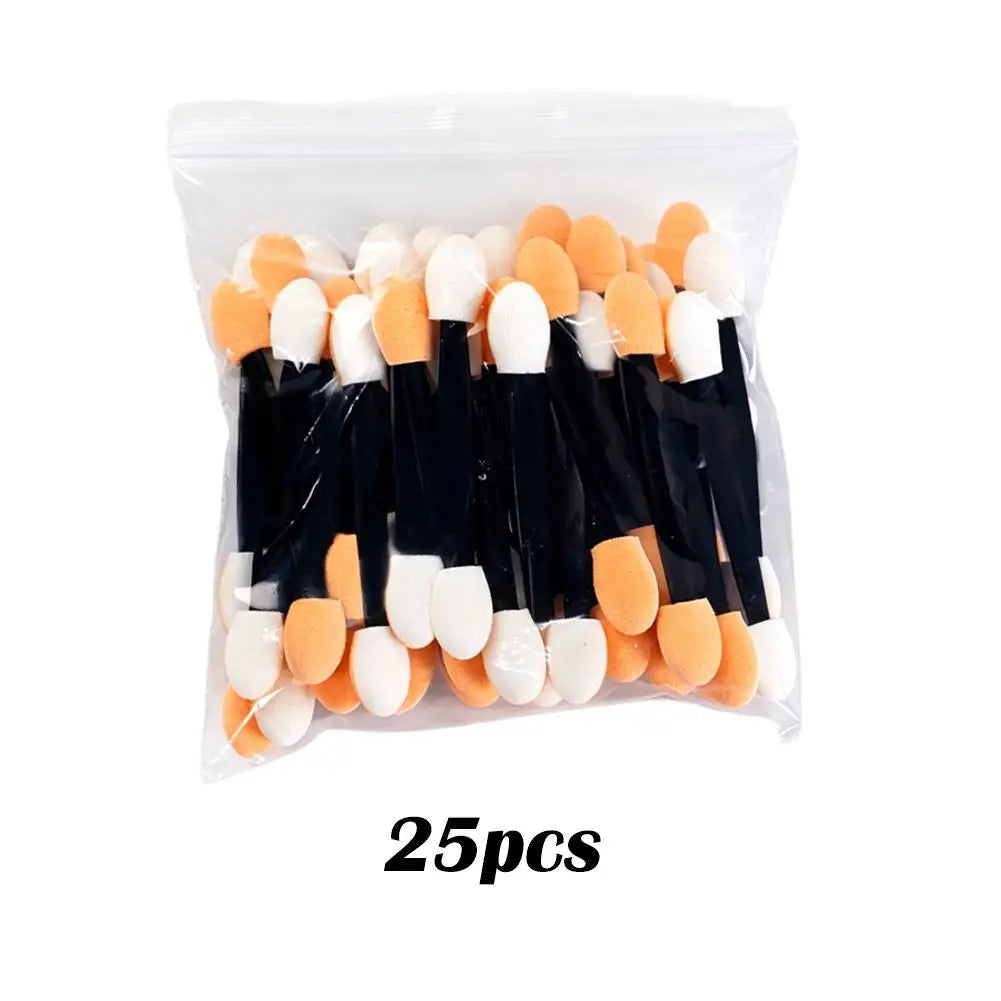 50Pcs Eyeshadow Applicators Disposable Eyeshadow Sponge Brush Double-Sided Eye Makeup Applicators Chrome Nail Powder Applicator Quake 25pcs