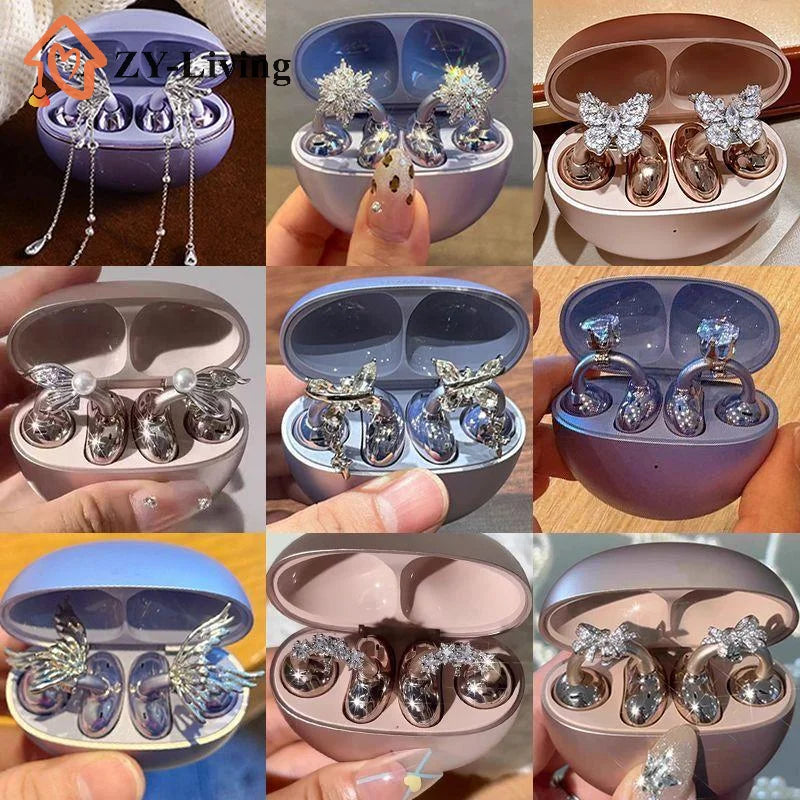 DIY Headphone Decor Clips, Removable Zircon Diameter Buckle Ornaments, Easy Install Earbud Decoration For Wireless Headphones Quake
