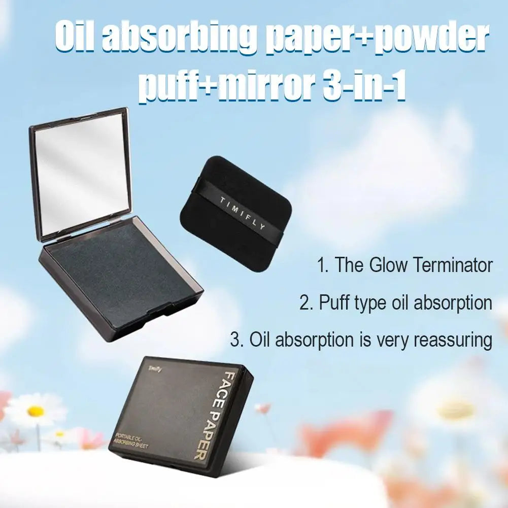 Oil Blotting Sheets for Face, Face Blotting Sheets for Oily Skin with Mirror & Makeup Puff, Oily Skin Blotting Paper for Women Quake