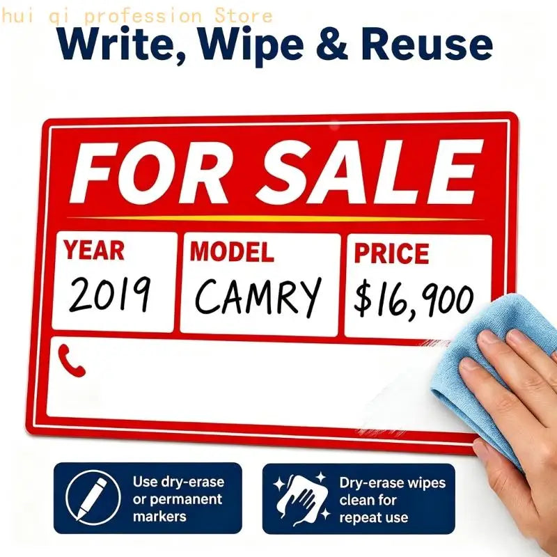 Writable Auto Sign with Year Model Price Phone Display Board H8WE Quake