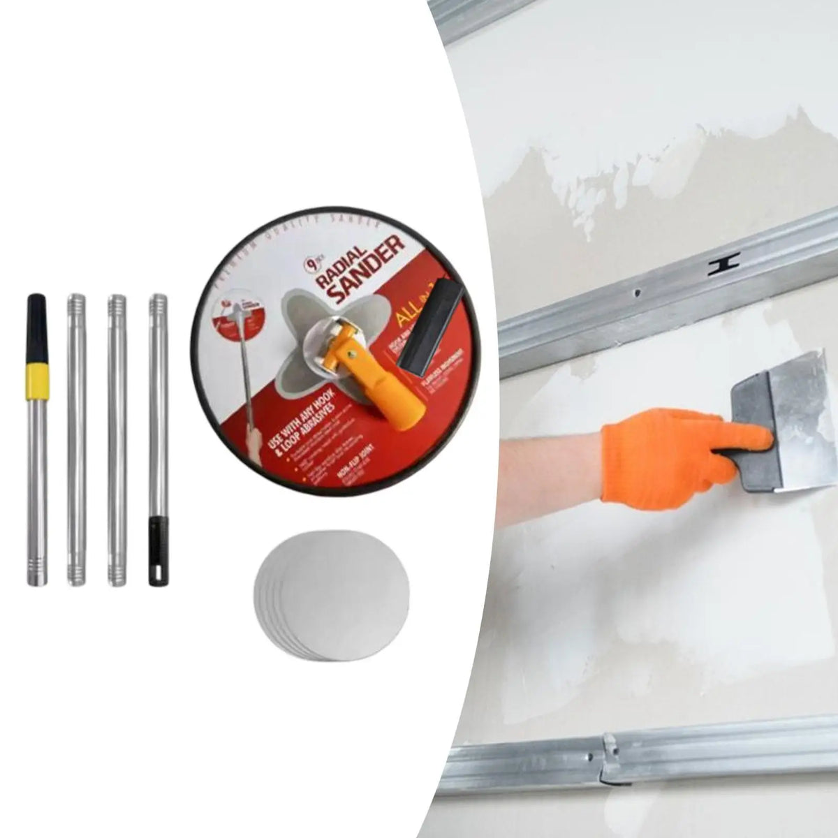 Drywall Pole Sander 360 Degree Rotatable Hand Tool Handheld Drywall Polishing Sanding Tool for Ceilings Painting Projects Quake