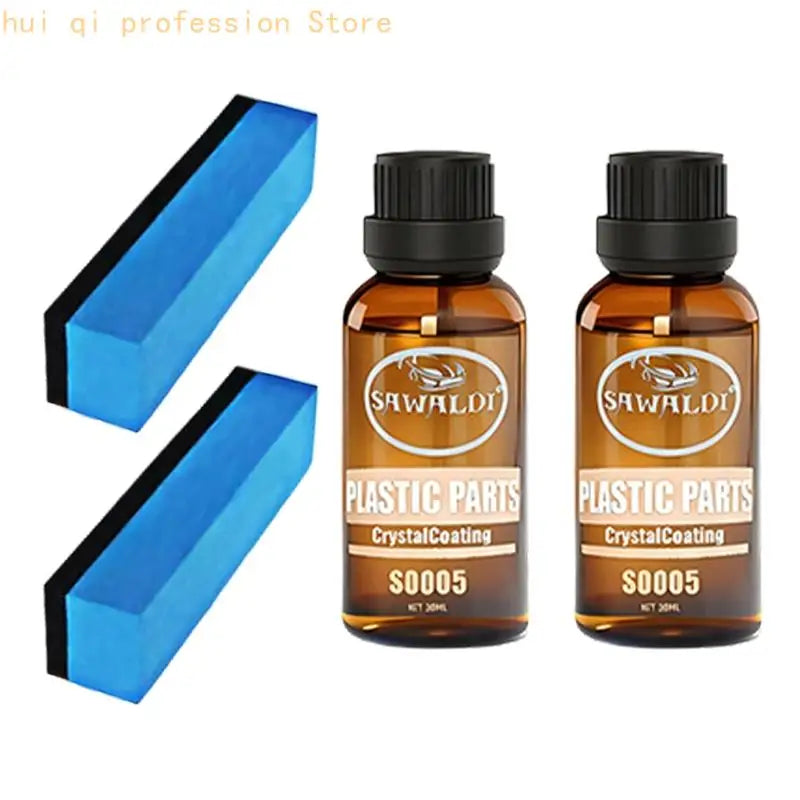 Plastic Trim Restorer for Vehicles, 30 Coating Bottle and Applicator Sponge for Exterior Plastic Care Use H8WE Quake 2 PCS CN